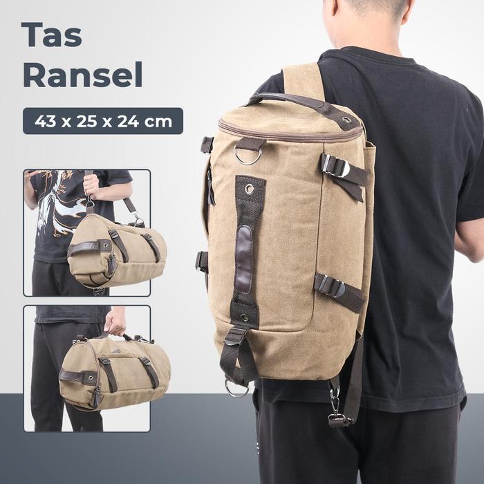 Pemata Mall Jakarta | Tas Ransel | Tas Ransel Kasual | Selempang Barrel Travel Mountaineering Canvas