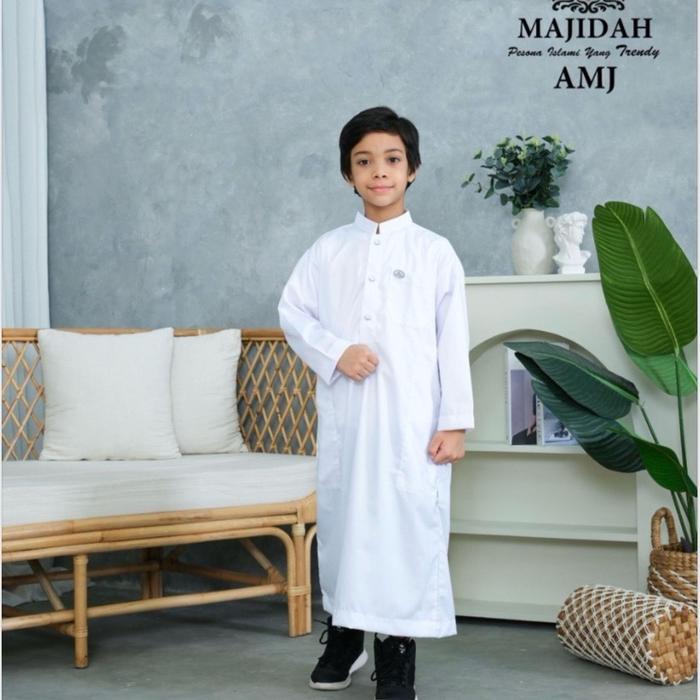Baju Gamis Anak Cowok Merk Majidah Motif AMJ//Gamis Panjang//Gamis Anak//Gamis Majidah
