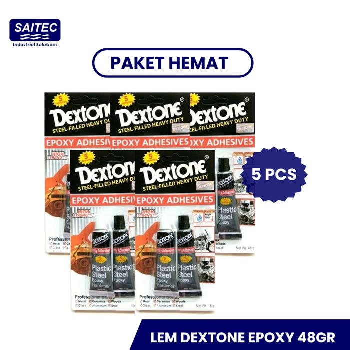 Paket Hemat 5 Pcs Lem Dextone 5 Menit Epoxy Adhesives 48 gr II Lem Besi Plastik Kayu Plastic Steel