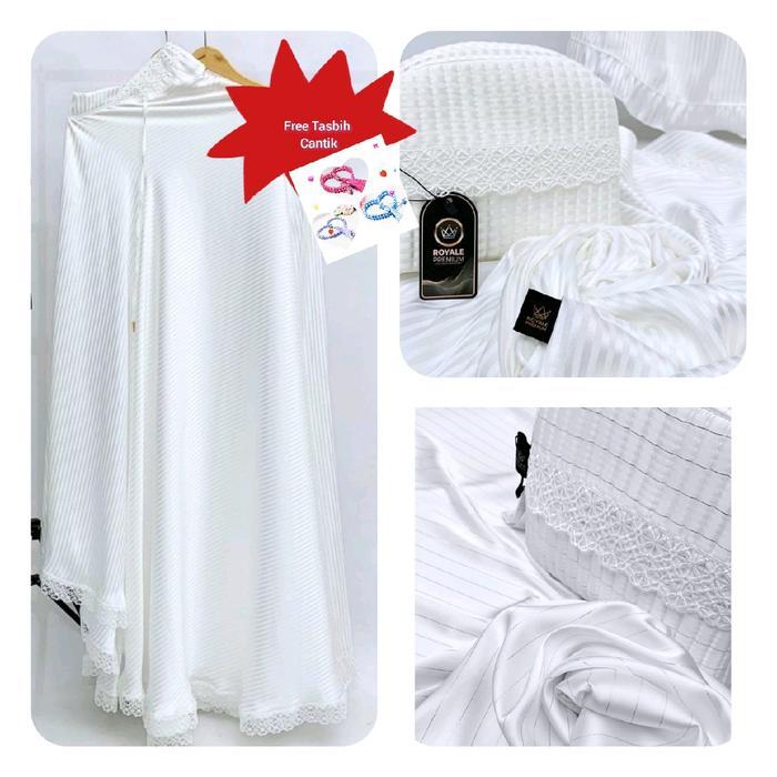 Promoo!!! Royale Premium Mukena Silk Emboss Dan Ethnic Luxury Stripes Cantik Nyaman Pouch Sajadah De