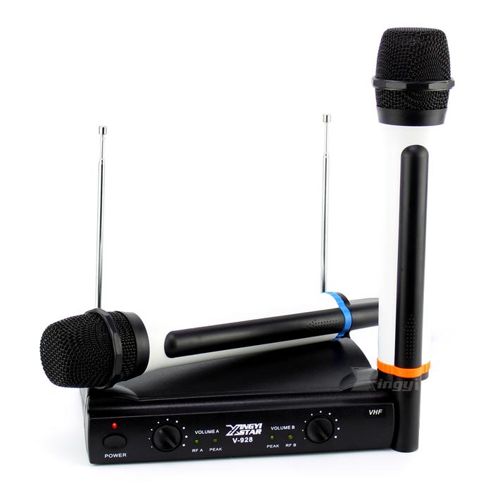 Professional 2 Handheld Dynamic Mic VHF Wireless Microphone System