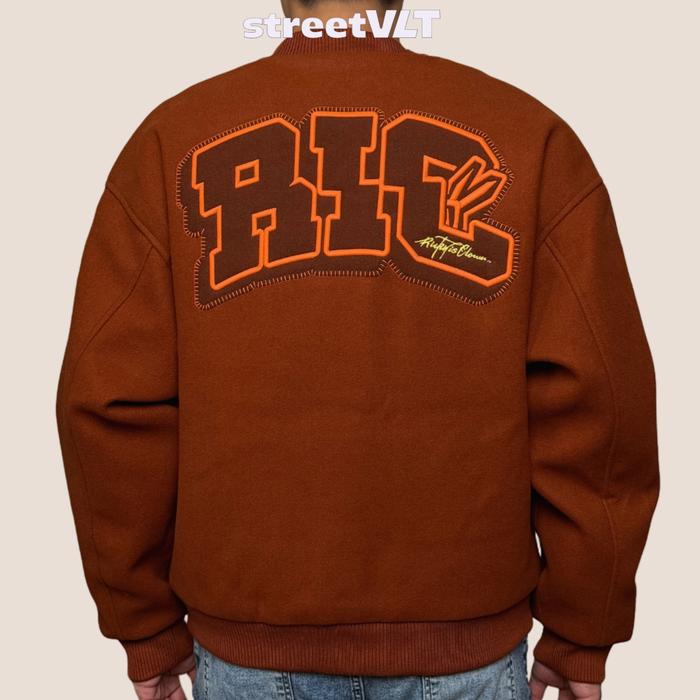 RIC Ricky is Clown Swirl Bunny Wool Caramel Red Varsity Jacket Original