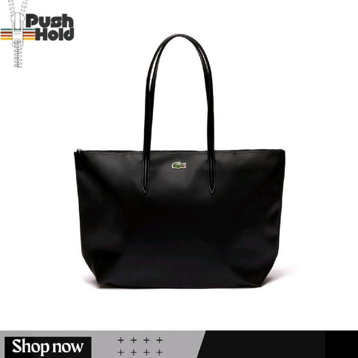 LACOSTE Original Tas Tote Bag Wanita Hitam L.12.12 Concept Tas Jinjing Kerja/Kuliah (Zipper) Totebag