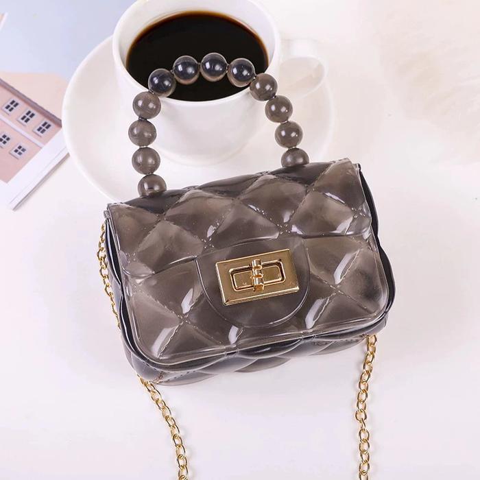Tas selempang mini Jelly anak motif transparan lucu Tas wanita jelly bag Glossy
