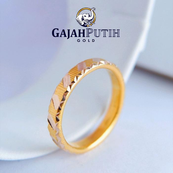 Cincin 1 Gram Model Pipa Betengan Motif Emas Asli Gajah Putih Gold KodeO1101020
