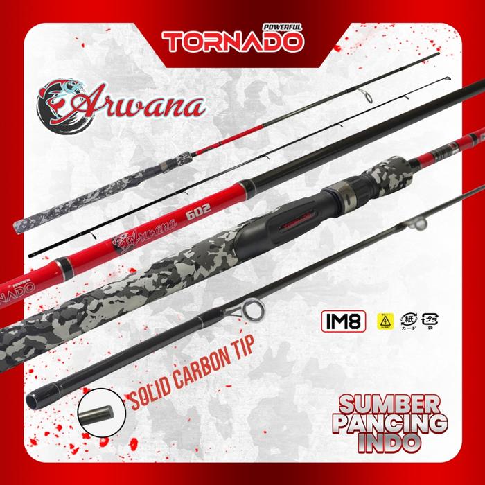 Tornado Joran Pancing Arwana Carbon IM8 Tipe Spinning 5 Warna Bergaransi 120CM - 180CM Untuk Galatam