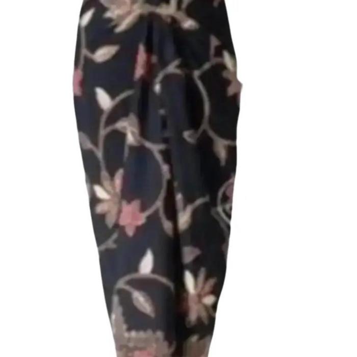 Rok Batik Wanita Kain Lilit Semi Sutra Warna 07 Motif Panjang Serut Bawahan Hitam Bunga Nyaman Ring 