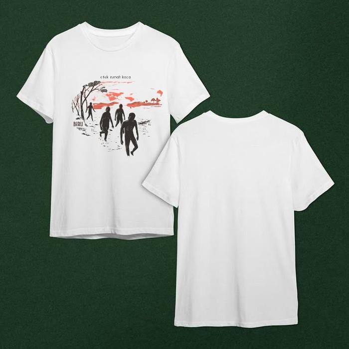 Baju Kaos Anak Putih Desain Gambar cover album efek rumah kaca Orang Berjalan Motif Matahari Terbit 