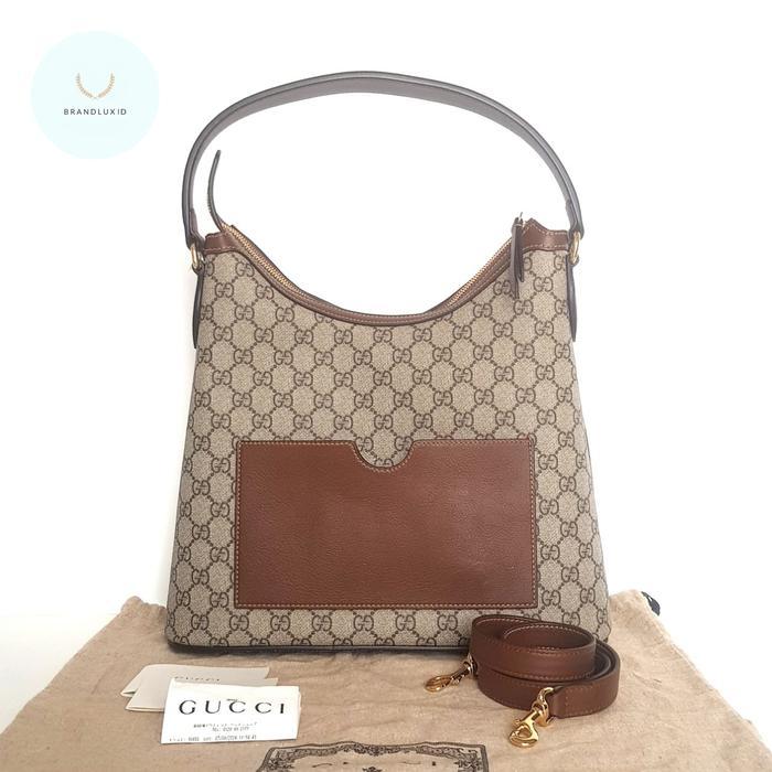 Gucci GG Supreme Linea A Hobo Canvas Monogram brown with longstrap