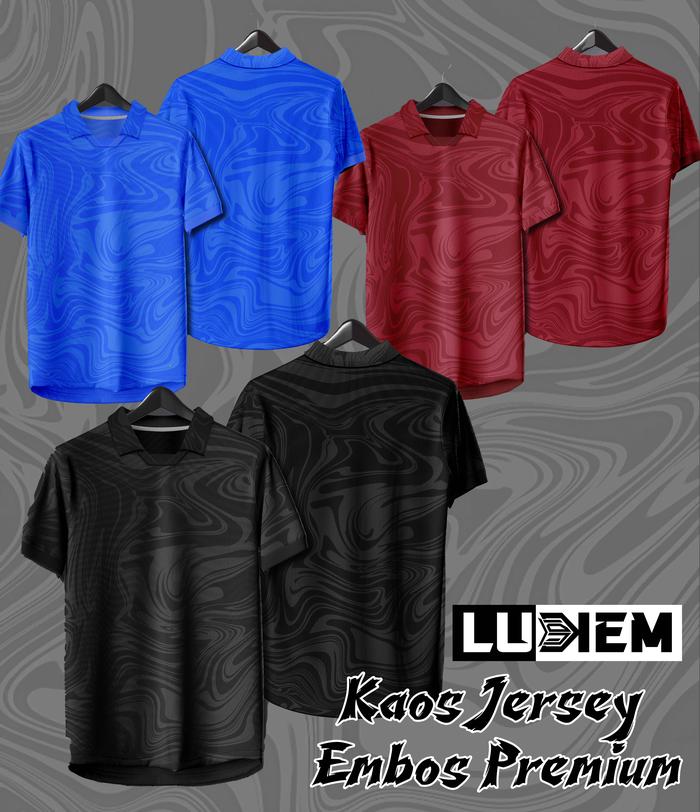 Kaos Baju Embos Bahan Kain Jersey Dryfit Kerah Wangky Pria