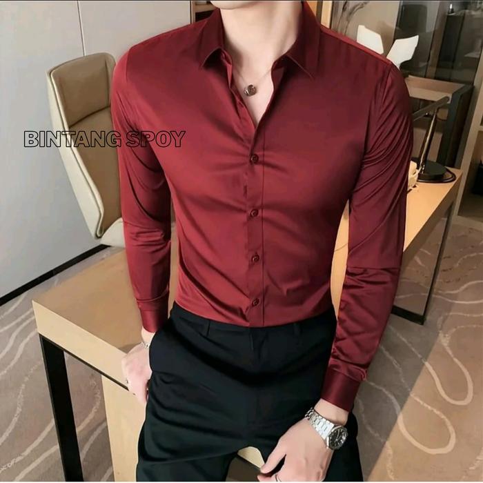 Kemeja ALISAN Polos Pria Lengan Panjang Premium - Kemeja Polos Slimfit Lengan Panjang Motif Nyaman -