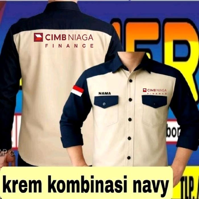 ready stok full bordir krem kombinasi kemeja CIMB niaga finance baju CIMB niaga finance seragam CIMB