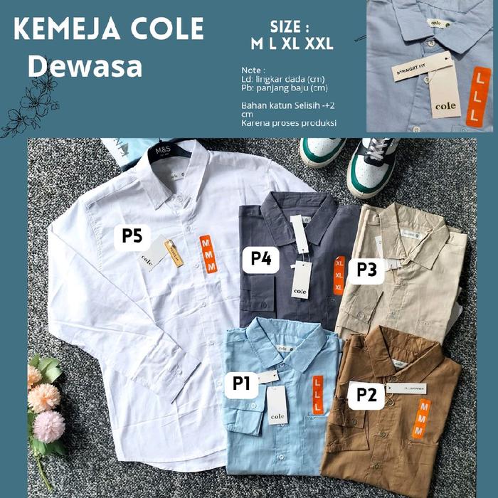 Cole Kemeja Panjang Pria Lengan Panjang Kerah Modern - Kemeja Dewasa Branded - Baju Casual Cowok Kat