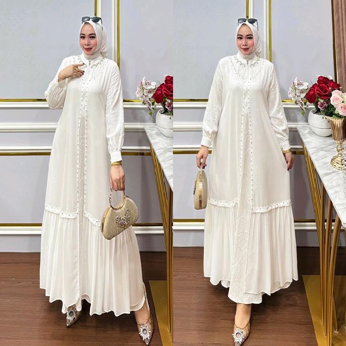 Gamis Polos Variasi Mutiara by New Fajar Collection | 006