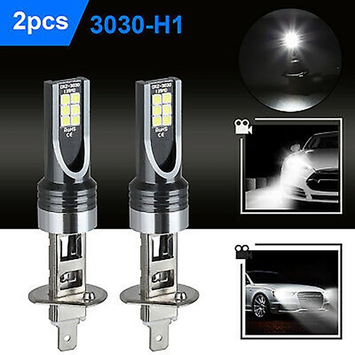 2 Buah Bohlam Lampu LED H1 Mobil 3030-H1 12/24V Kit Konversi Bohlam