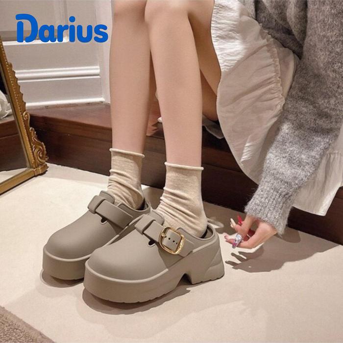 Darius sandal karet hak tinggi wanita sandal kodok korean style daltu wanita elegan 2025 Sendal Cewe