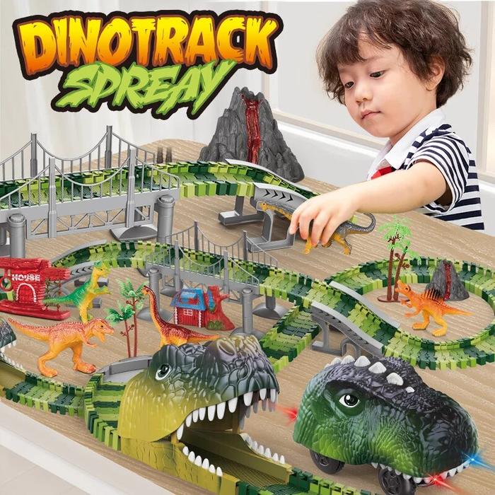 Dinosaur Track Electric Dinosaur Car Mountain Road Rail Kids Puzzle