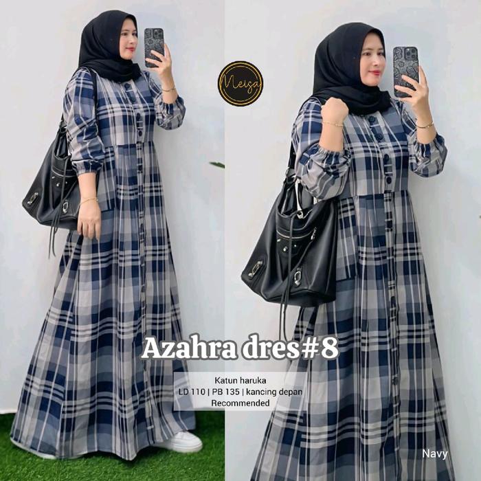 Dress gamis wanita katun haruka terbaru Nawwa dress gamis kotak kotak