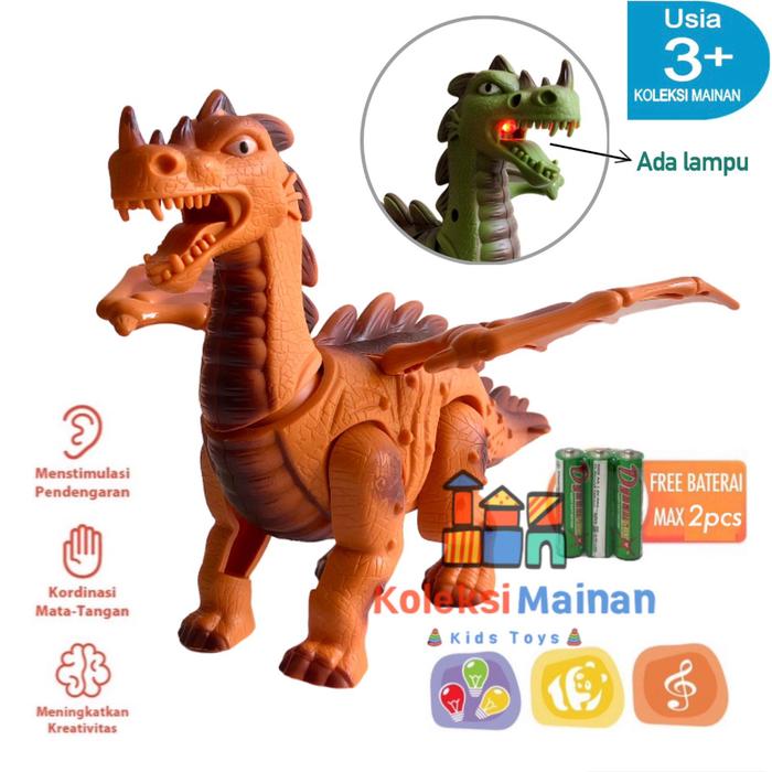 Mainan anak robot dinosaurus bersayap berjalan dino naga elektrik baterai walking dinosaurs