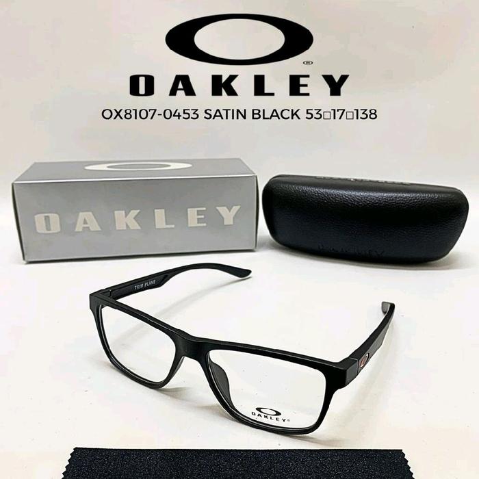 Oakley Kacamata OX8107-0453 Satin Black 53-17-138 dengan Case dan Kain Pembersih