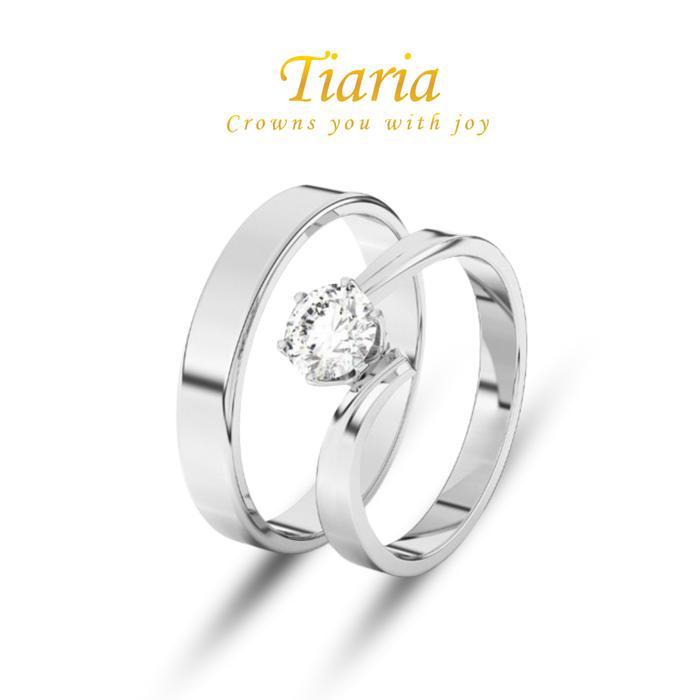 Ready Cincin Berlian Moisanit /zircon 2-3gram 9K White Gold/Platinum Plated Silver Titanium - TIARIA