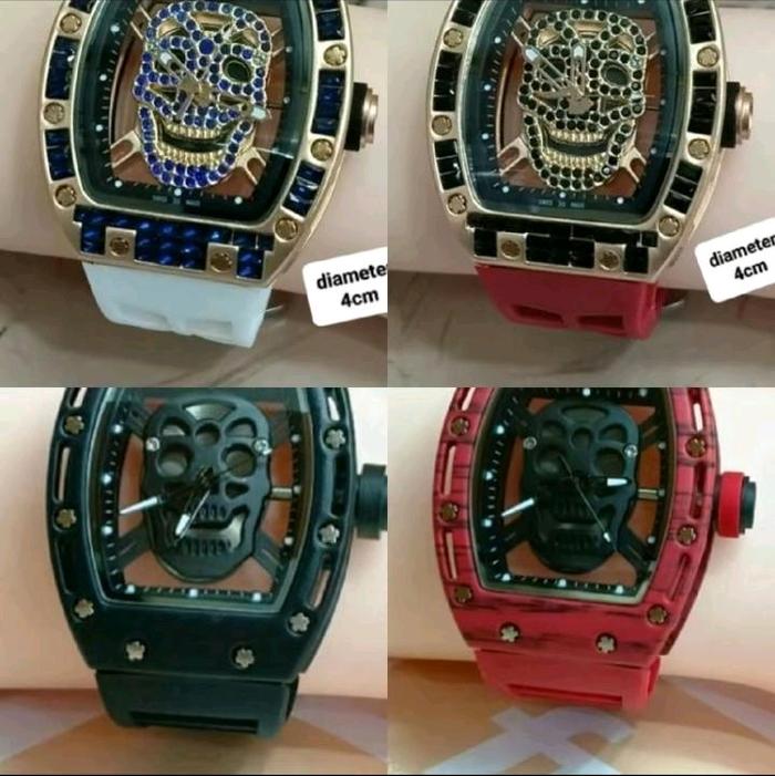 Jam Tangan Wanita Pria RM Motif Tengkorak Analog Quart.Garansi 6 bulan