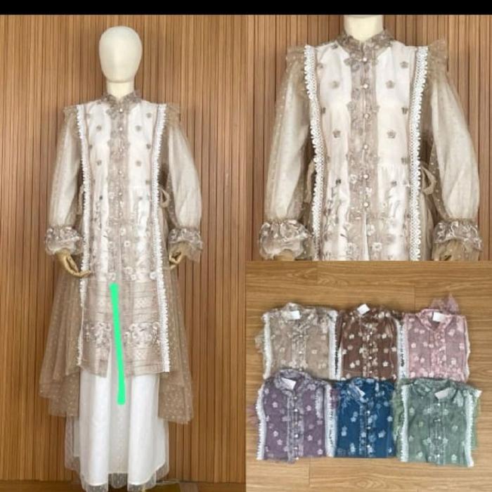 outer brukat warna lilac Gamis