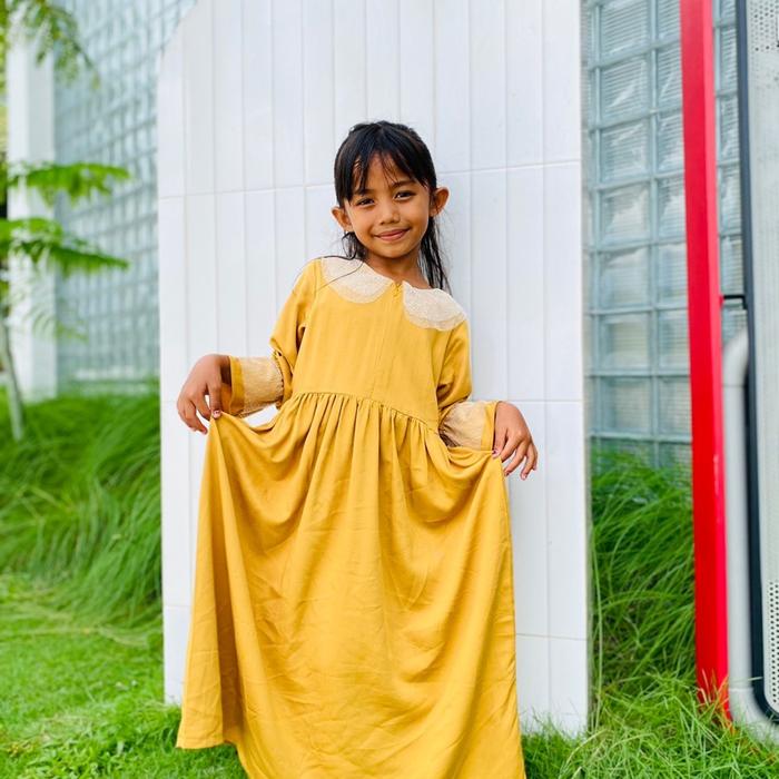 Gamis Anak Kinanti Daily Dress Katun Rayon Twil - 5 Warna, 6 Ukuran - Muslim, Midi, Baju, Wanita, Re