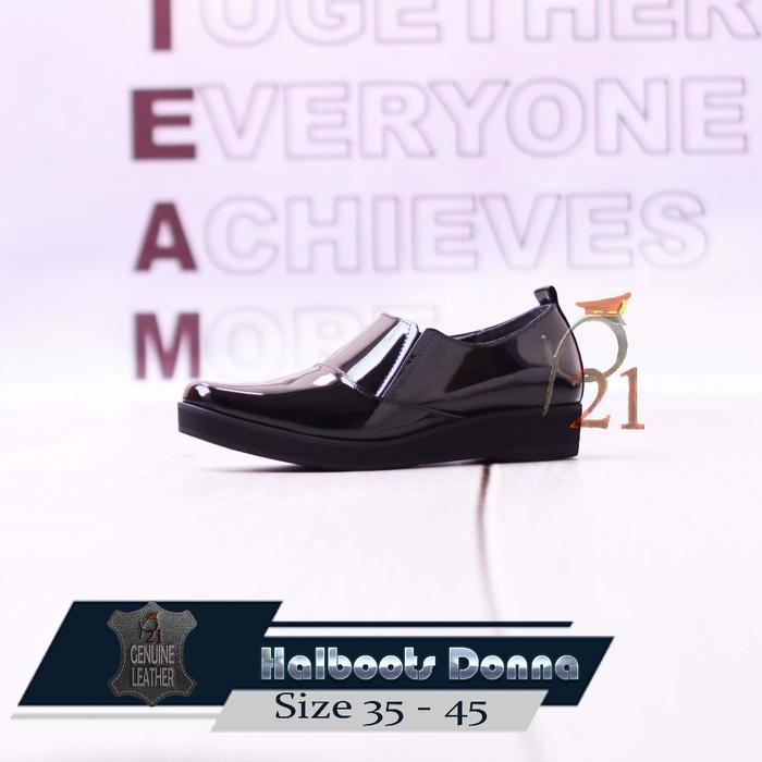 P21 Halfboot Donna Sepatu Polwan Kulit Asli