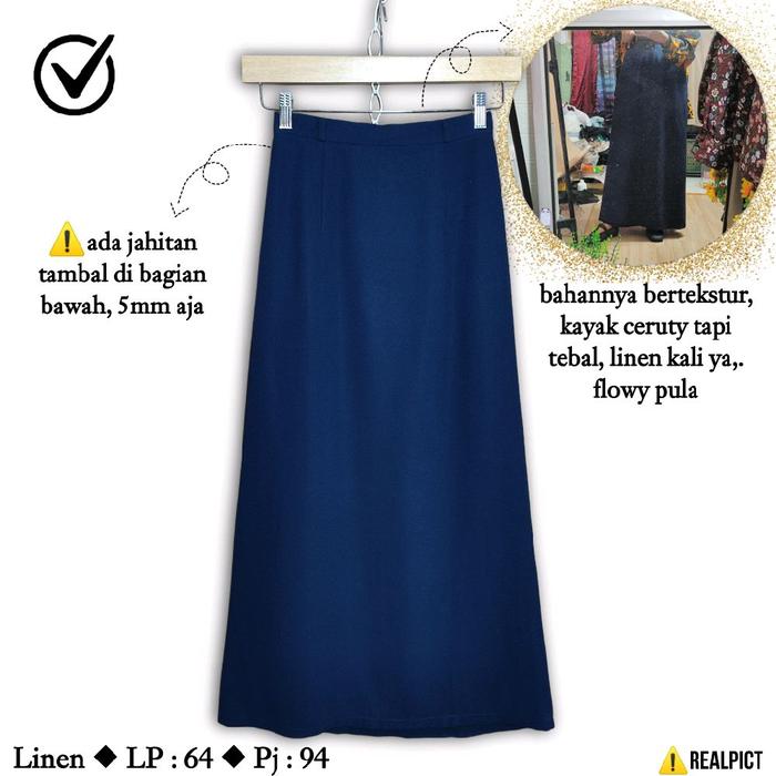 Rok Navy Panjang Size S Polos A-Line Mayung Formal Kantor Kerja Seragam SMP Biru Dongker Birdong Pay