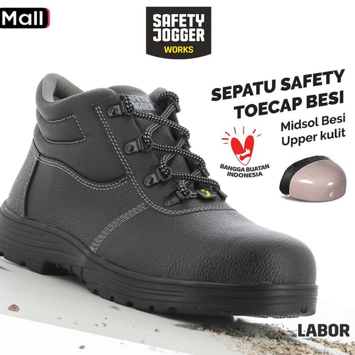 Safety Jogger Works Sepatu Safety Jogger Labor Kulit Perlindungan Kaki Tipe Labor Midsol Besi Upper 