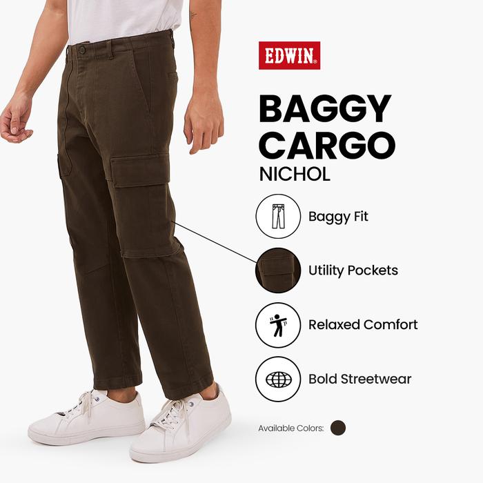 EDWIN JEANS - Celana Cargo Panjang Pria Reguler Fit NICHOL OLIVE
