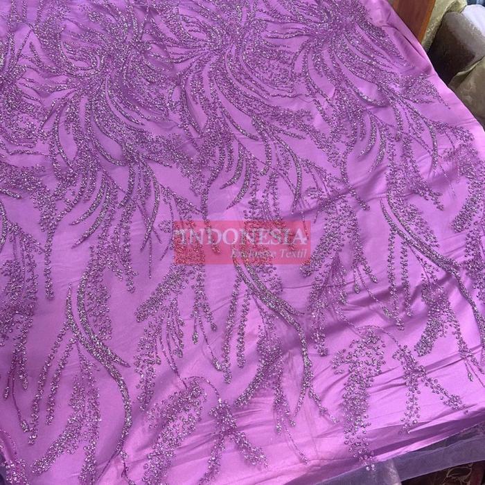 Indonesia Textile Palembang - Tule Sugar Candy Anggini 0,5m Kain Elegan dengan Desain Bunga dan Hias