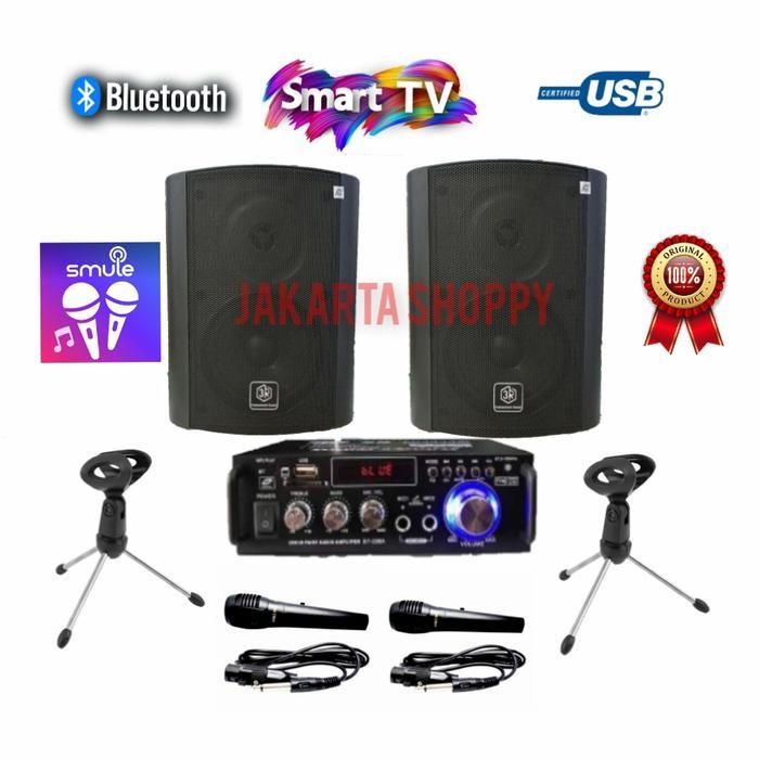 paket karaoke set speaker 3R ampli mini karaoke smart tv free 2 mic