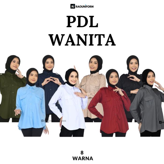 Kemeja PDL Wanita/Seragam Dinas PNS Wanita/Baju Kerja PDL Custom Bordir/Baju PDL Putih/PDL Hitam