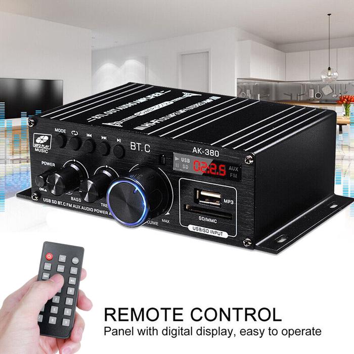 AK380 12V Hifi Power Amplifier Stereo Home Car BASS Audio Amp Car Speaker Class D Car Home Sound Pow