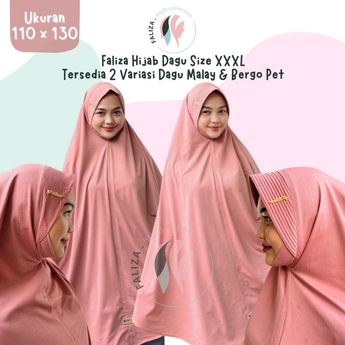 Faliza Hijab Jersey Strada Syar'i Jumbo Hijab Pet Malay Dagu Hijab Haji Umroh XXXL Ukuran 110x130 Ba