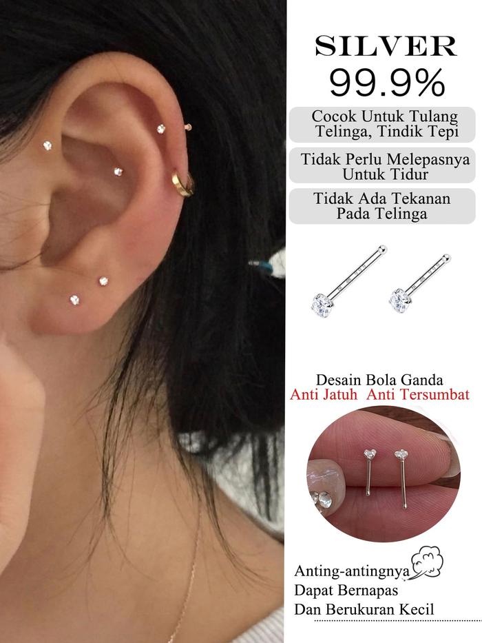 EAR PARTNER-999 SILVER Kalung anting-anting perak murni 999 tahun , model baru, populer, menjaga lub