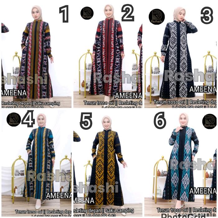 AMEENA GAMIS MAXY# GAMIS WANITA Muslimah TERBARU KEKINIAN BAHAN TENUN TROSO ORI JEPARA RESLETING DEP