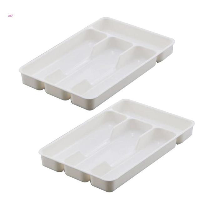 2Pcs Drawer Tray Cutlery Boxes Plastic Cutlery Storage Tray