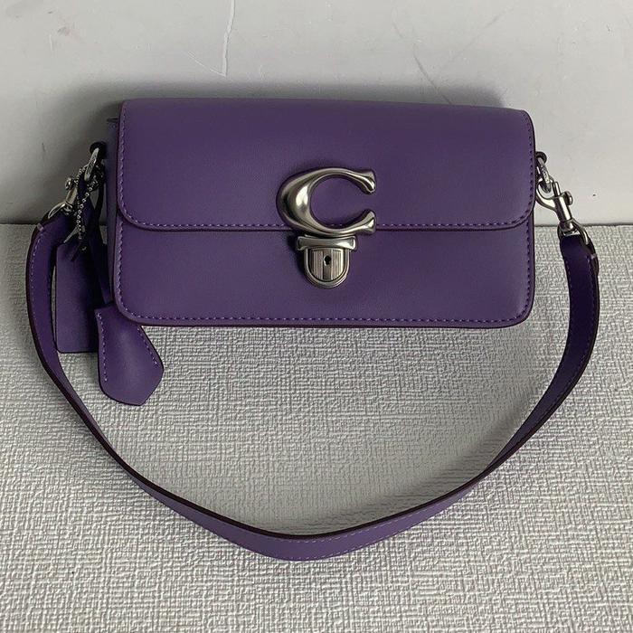 Tas Coach CE331 Studio Baguette Bag In Leather Purple