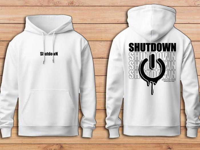Sweater Distro Hoodie fleece keren unisex pria dan wanita - 002 motif logo Shutdown Santai