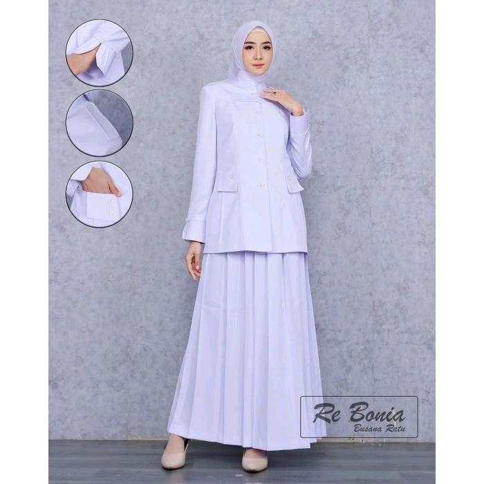 Seragam Re Bonia Baju Dinas Putih Rok A, Seragam NAKES, ASN, PNS, Seragam PDL Putih Wanita