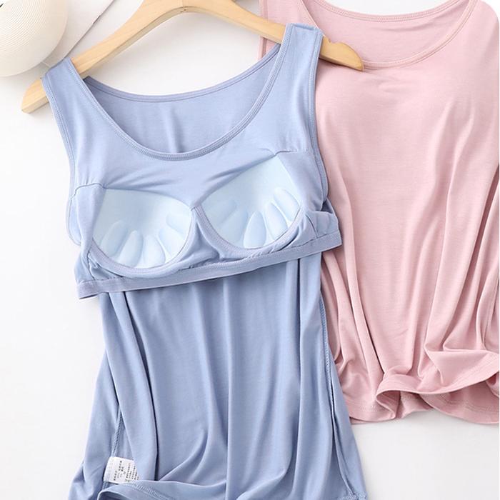 S-3XL Summer Modal Women Underwear With Chest Pad Camisole Plus Size Wide Shoulder Strap Cropped Ves