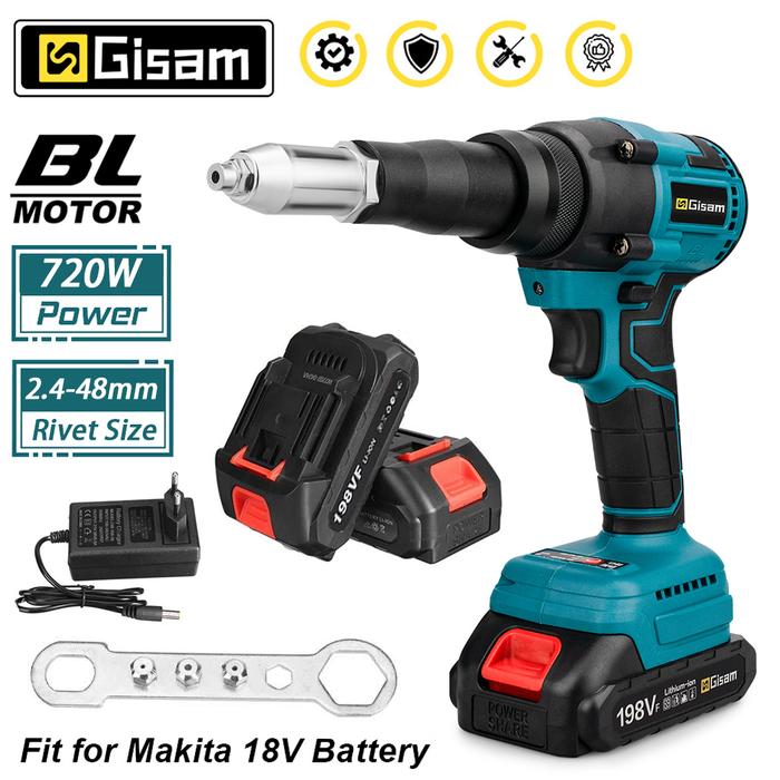 588N.M Brushless Electric Rivet Gun Drill Battery Cordless Rivet Nut Gun Insert Automatic Riveting T