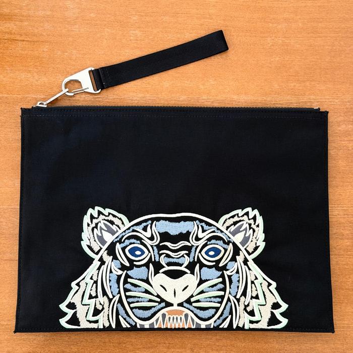 kenzo tiger clutch bag in black