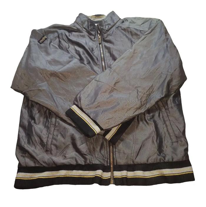 Jaket Sport Vintage Adidas - Varsity Bomber Unisex Abu Abu Pria Thrift Preloved Second Branded