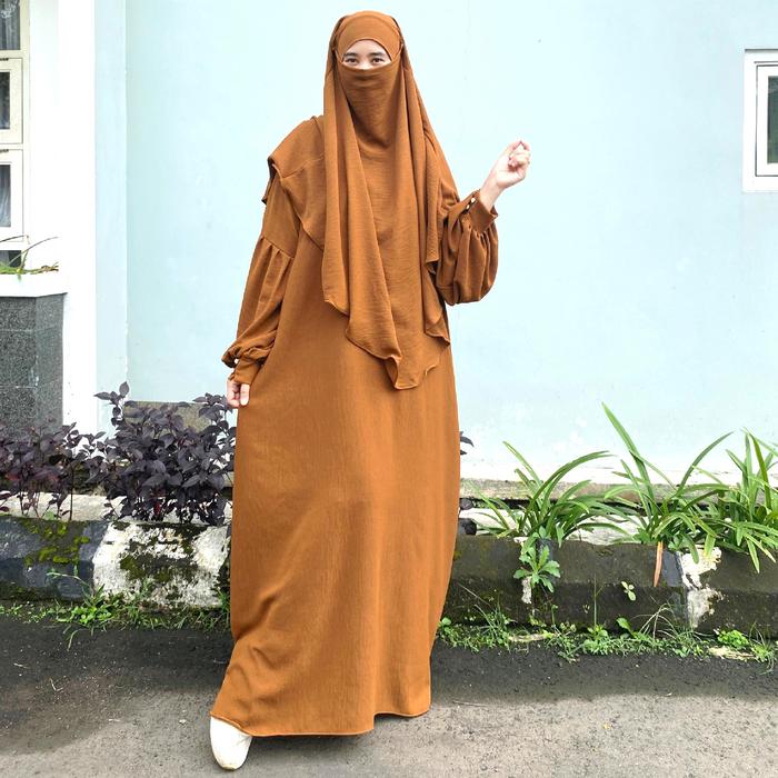 GAMIS Abaya Set French Khimar Aura Jilbab Turki Arab Wanita muslim Syari Crinkle Airflow Premium Jum