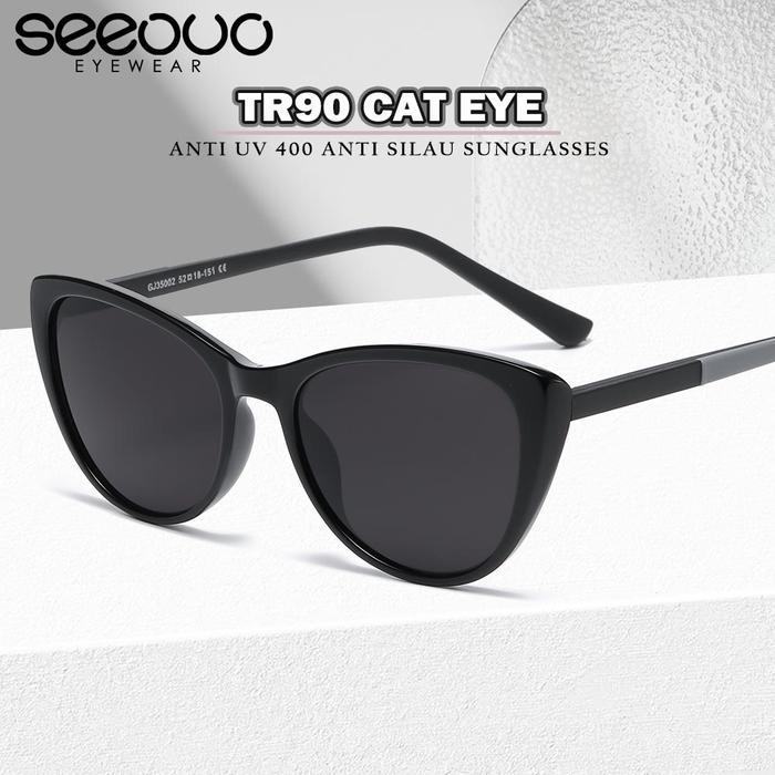 Ready- Seeouo Sunglasses Kacamata Lens Anti Uv 400 Anti Silau Model Cat Eye Stylish Frame Tr90 Lentu