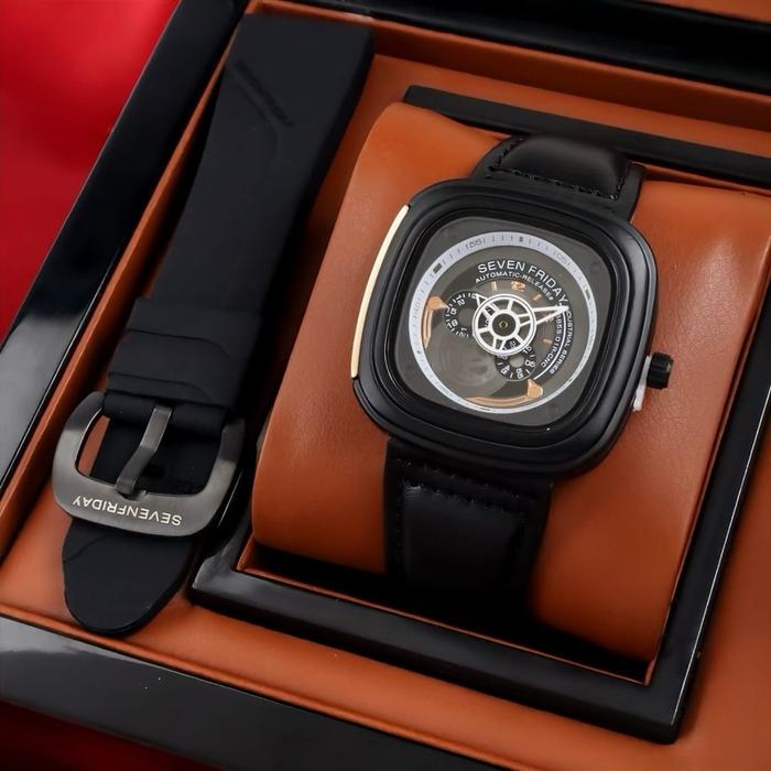 Jam Tangan Seven Friday SF-M2/01 8714M Wanita Kulit Free Tali Karet COD